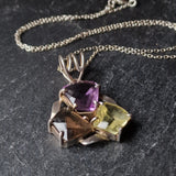 Stunning Citrine and Amethyst Pendant in 925 Sterling Silver