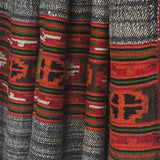 Striped Black Yak Wool Shawl – Colourful Kullu Border with Tassel Ends