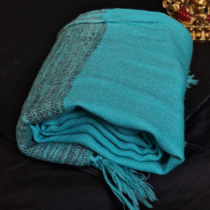 Turquoise Handspun Yak Wool Stole – Fine Weave, Raw Edge, Pure Craft - Baga Ethnik Living Default Title Accessories:Scarves & Wraps