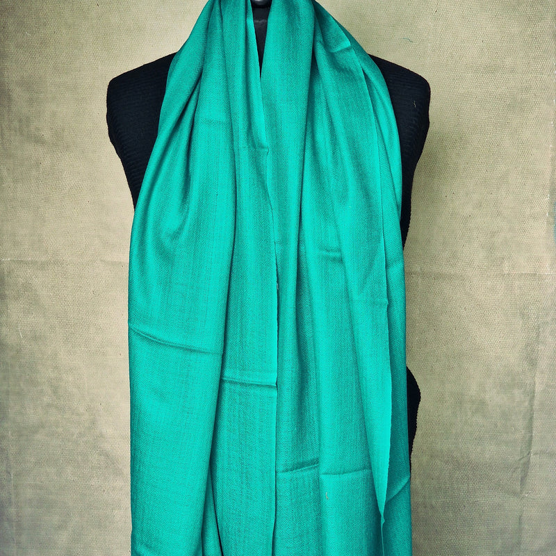 Kashmiri Diamond Weave Handwoven Pashmina Scarf - Turquoise Blue