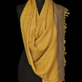 Yellow Yak Wool Shawl – Warm Hue, Brown Raw Weave, Handcrafted Elegance - Baga Ethnik Living Default Title Accessories:Scarves & Wraps