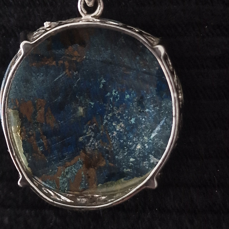 Gorgeous Deep Blue Chrysocolla Silver Sterling Pendant