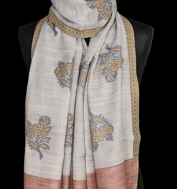The Ultimate Choice in Luxury Soft Kashmir Kani White Pashmina Stoles - Azalea - Baga Ethnik Living Default Title Accessories:Scarves & Wraps