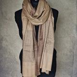Natural Wool Pashmina Paisley Weave Stole – Burlywood Brown