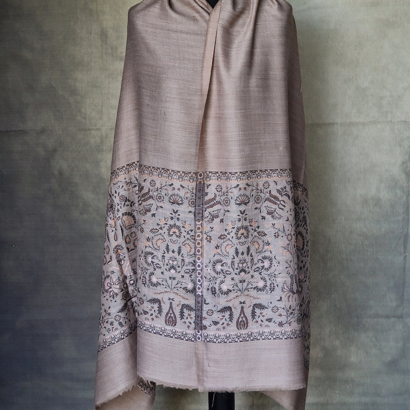 Kani Weave Authentic Pashmina Stole Scarf – Soft Almond Brown