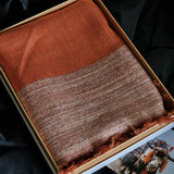 Muted Orange Yak Wool Stole with Fine Wool Raw Border