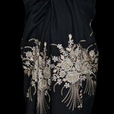 Handmade Bunch Flower Embroidery Black Pashmina Stole