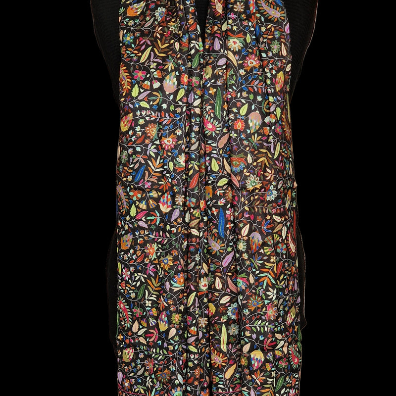 Paisley Kalamkari Black Silk Wool Stole