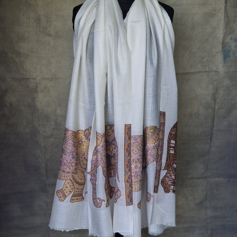 Kashmiri White Kani Pashmina Cashmere – Calla Lilly