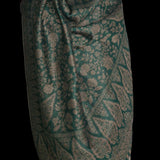 Classic Cream and Green Zari Floral Reversible Shawl – Luxury Pashmina Wool Wrap