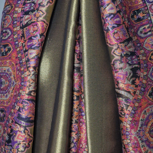Moonlight Pashmina – Gold-Fuscia Two-Tone Darbar Kani Shawl