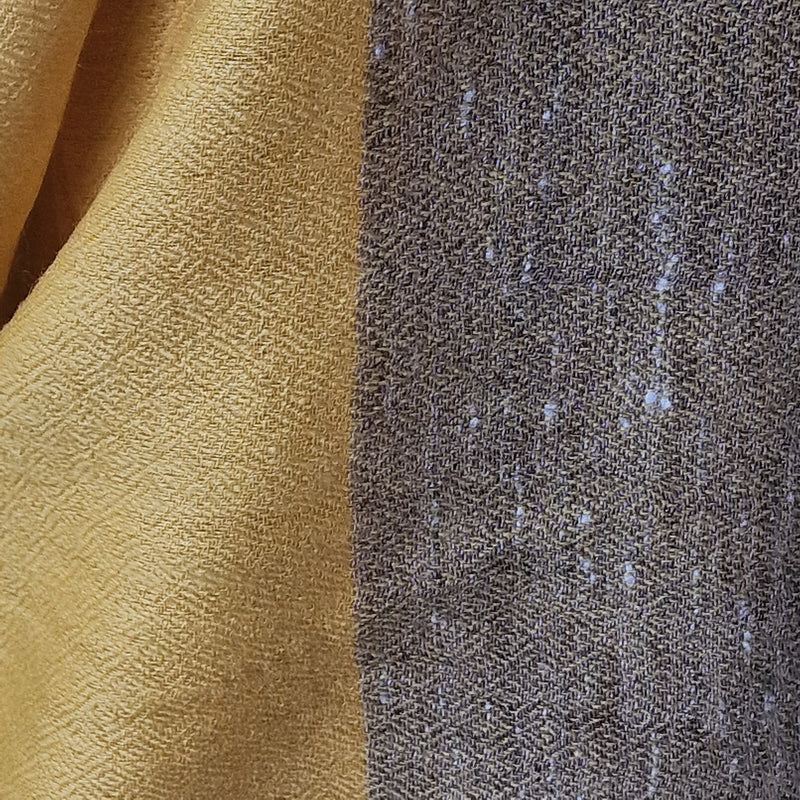 Yellow Yak Wool Shawl – Warm Hue, Brown Raw Weave, Handcrafted Elegance - Baga Ethnik Living Default Title Accessories:Scarves & Wraps
