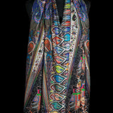 Womens Fine Soft Silk Wool Stole – Black Shikaardar Elephant Print