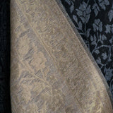Fine Wool Jamawar Reversible Shawl – Iridium Black & White Floral Luxury Wrap