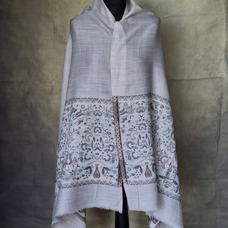Quality Pashmina Cashmere Soft Kashmir Kani Stole - Petunia