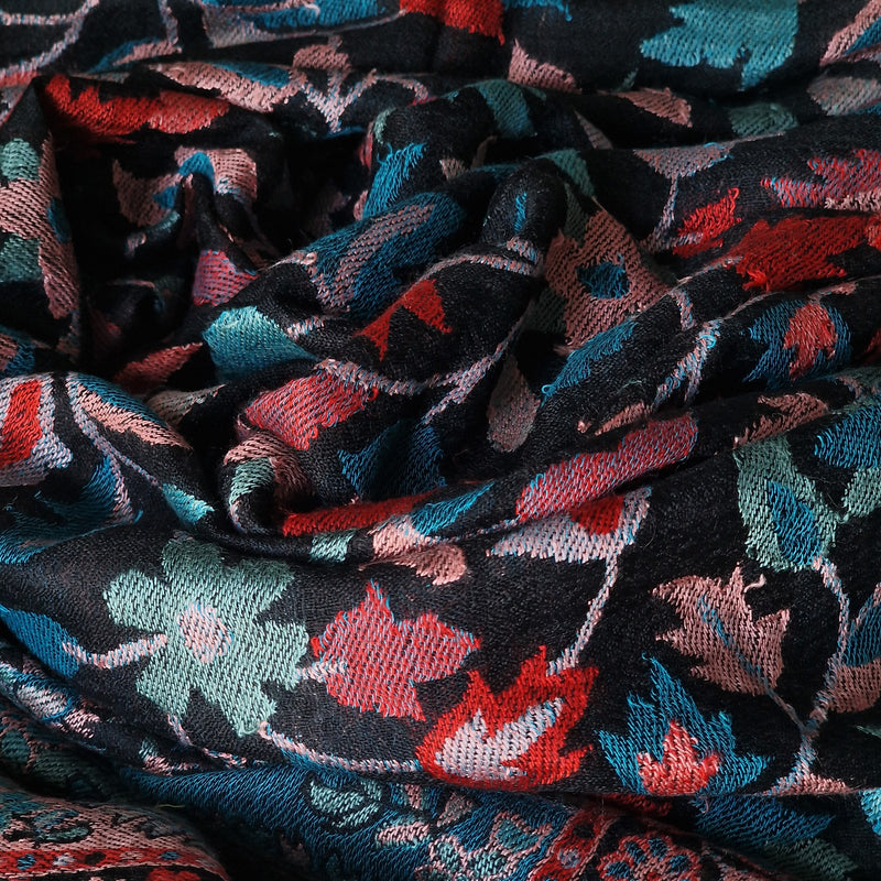 Authentic Luxury Soft Kashmir Kani Weave Pashminas - Adeline Black