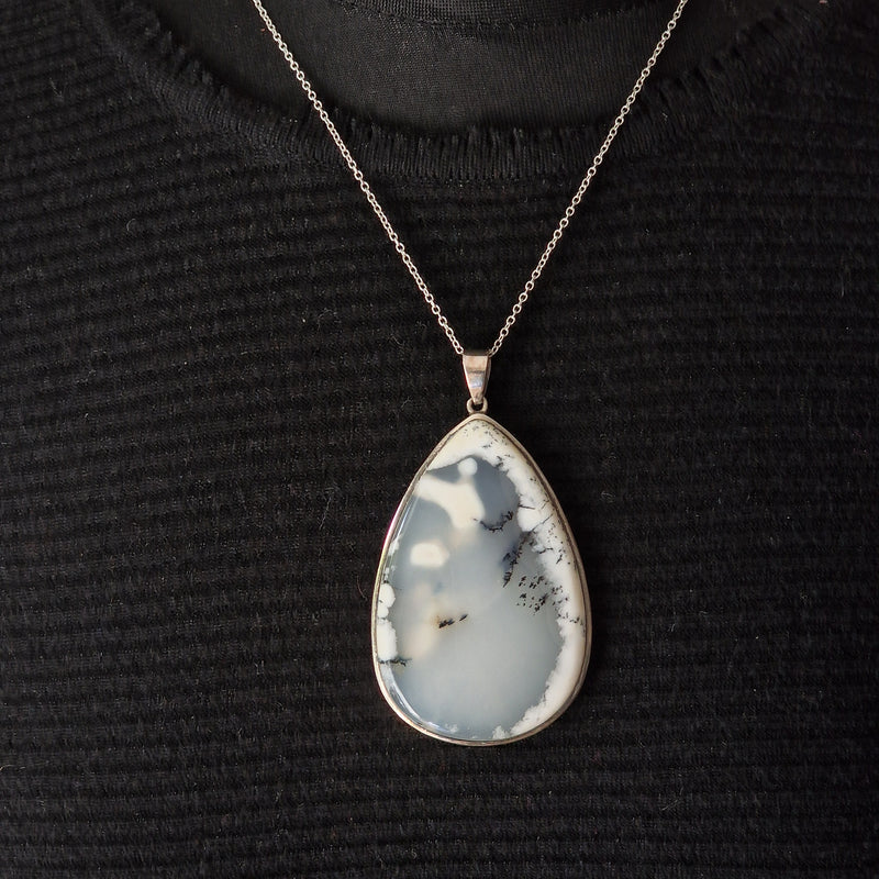 Himalayan Tear Drop Sterling Silver 925 Agate Necklace