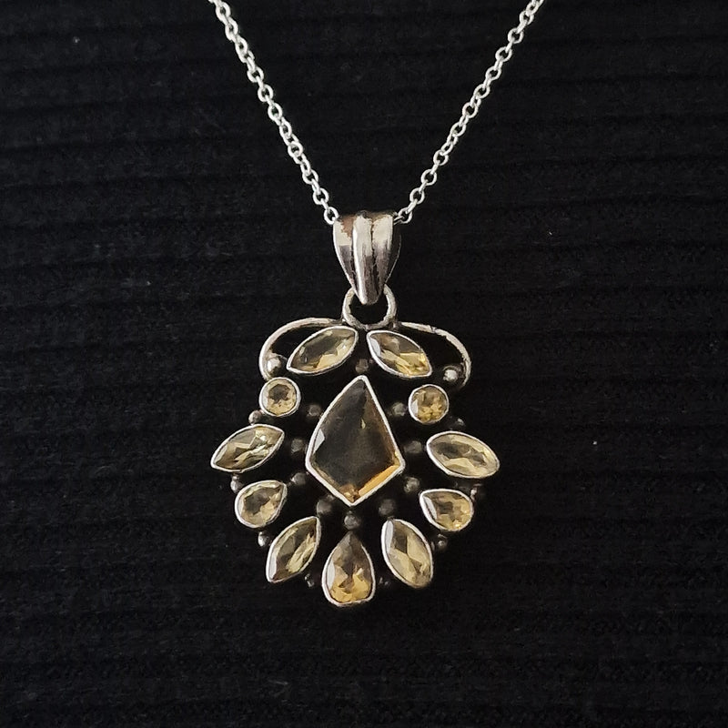 Divine Citrine Crystal Faceted Silver Pendant Jewellery - Womens Jewellery
