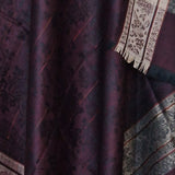 Pure Wool Self-Striped Shawl with Border Design – Warm, Soft & Elegant in deep maroon
