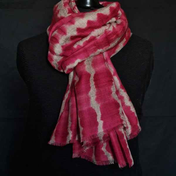 Authentic Kashmiri Pure Pashmina Shawl with Tie-Dye Design - Hibiscus Petal