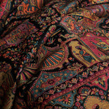 Black Kani Pashmina Blend Wool Shawl - Handwoven Mughal Scene