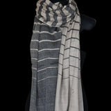 Soft Kashmir Stripe Pattern Pashmina Stole for Men - Grey and Beige