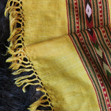 Vibrant Yellow Tibetan Angora Stole – Kullu Border Tassel Wrap