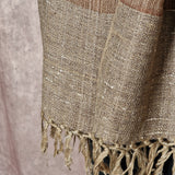 Chestnut Brown Yak Wool Stole – Handwoven Raw Border Tassel Wrap