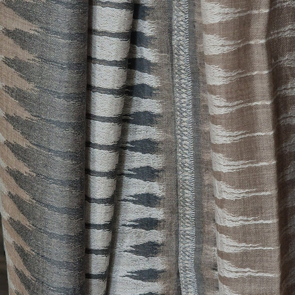 Authentic Ikat Fine Wool Grey and Brown Pashmina Stole – Ashy Oakwood - Baga Ethnik Living Default Title Accessories:Scarves & Wraps