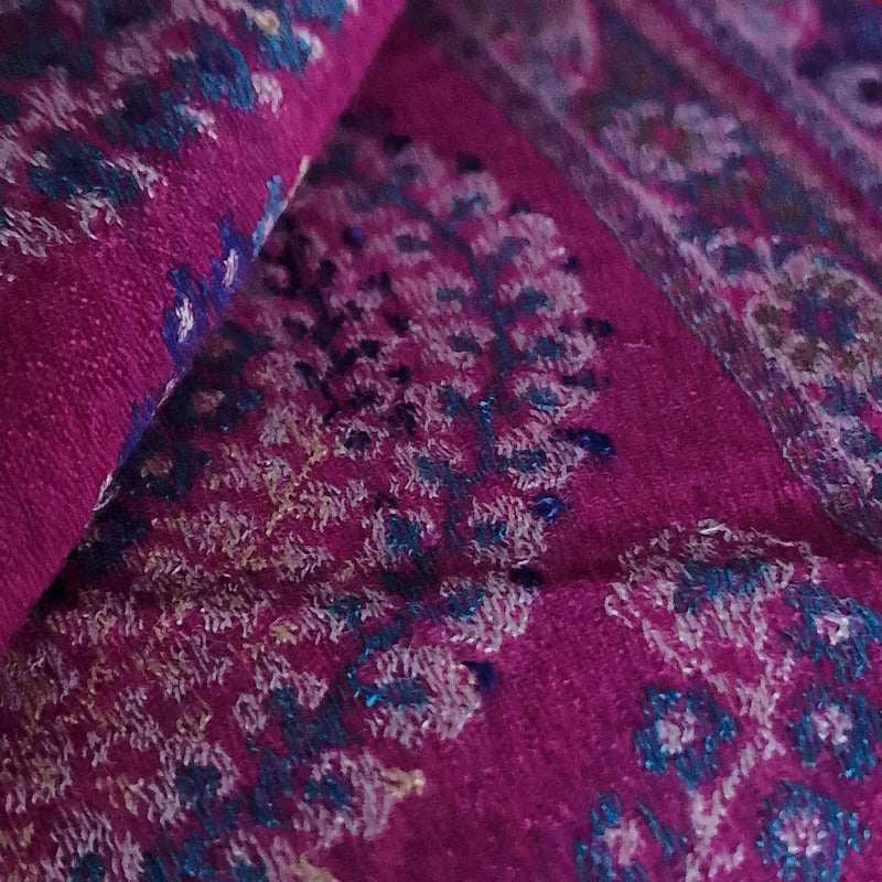 Authentic Luxury Soft Kashmir Border Red Kani Weave Pashminas - Berries Red