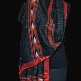 Obsidian Black Yak Wool Stole – Vibrant Kullu Border & Tassel Ends