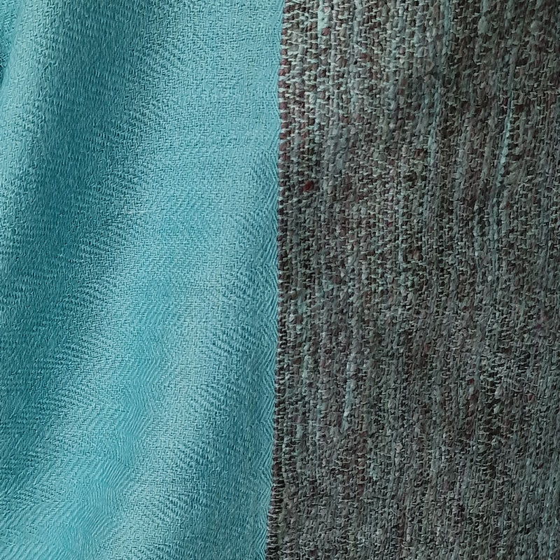 Turquoise Handspun Yak Wool Stole – Fine Weave, Raw Edge, Pure Craft - Baga Ethnik Living Default Title Accessories:Scarves & Wraps