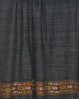 Authentic Yak Wool Wrap – Black Shawl with Vibrant Kullu Border