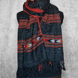Obsidian Black Yak Wool Stole – Vibrant Kullu Border & Tassel Ends