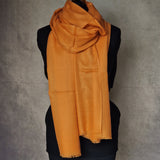 Kashmiri Diamond Weave Orange Pashmina Scarf - Pumpkin