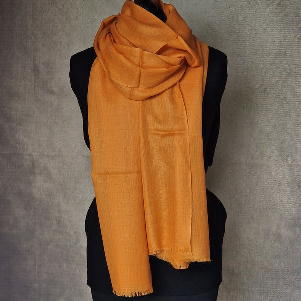 Kashmiri Diamond Weave Orange Pashmina Scarf - Pumpkin