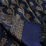 Deep Blue Pure Wool Shawl – Zari Shawl