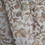 Chinar Leaf White Pashmina Fine Wool Nalki Hand-Embroidered Shawl