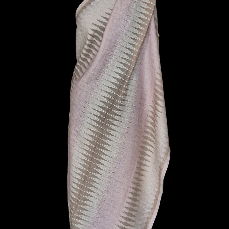 Soft Fine Wool Ikat Wrap Light Pink Pashmina Stole - Pale Peony - Baga Ethnik Living Default Title Accessories:Scarves & Wraps