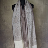Soft Kashmiri Pashmina Scarf Handwoven Paisley Weave - White Ivor