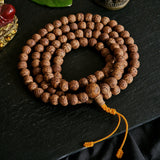 Tibetan 108 Mala Beads – Genuine Old Lotus Seed | Dark Brown Wrist & Neck Mala