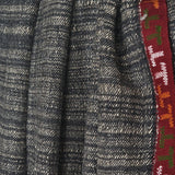 Striped Black Yak Wool Shawl – Colourful Kullu Border with Tassel Ends