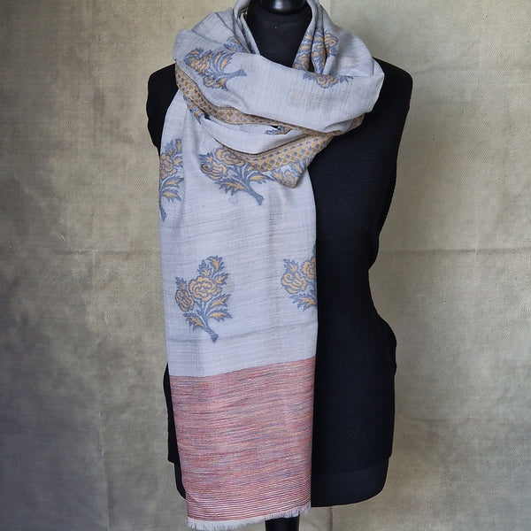 The Ultimate Choice in Luxury Soft Kashmir Kani White Pashmina Stoles - Azalea