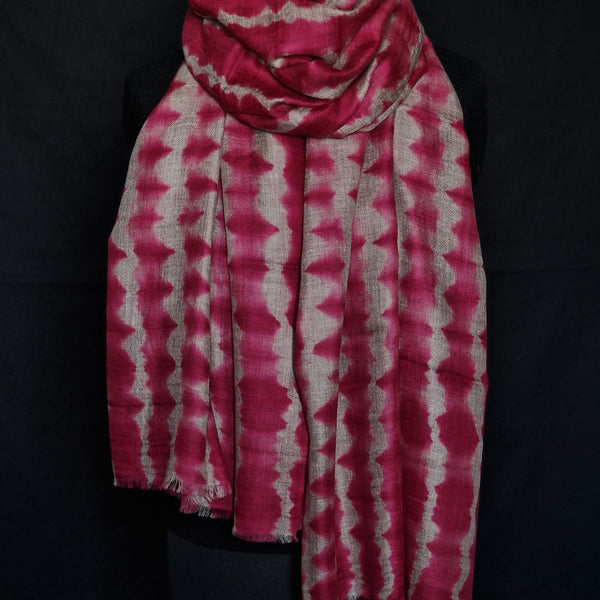 Authentic Kashmiri Pure Pashmina Shawl with Tie-Dye Design - Hibiscus Petal