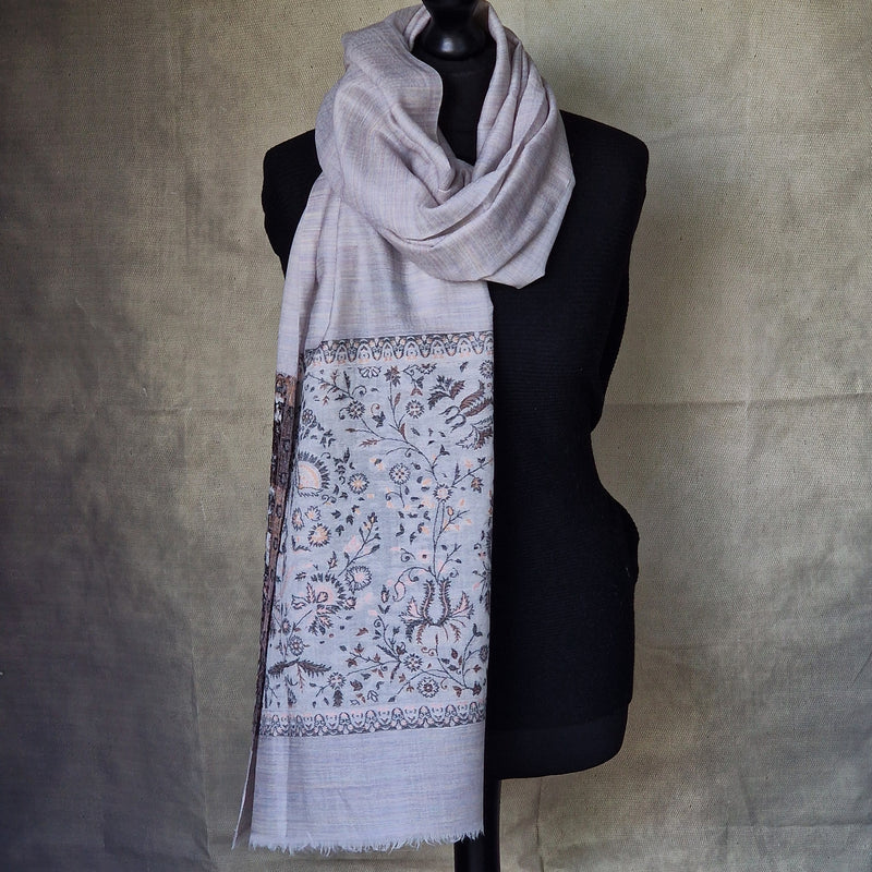 Quality Pashmina Cashmere Soft Kashmir Kani Stole - Petunia