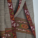 Genuine Yak Wool Shawl – Grey with Colourful Kullu Border