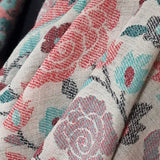 Pink and Teal Rose Motif Kani-Style White Stole – Silk Modal Blend