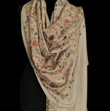 Chinar Design Nalki Embriodery Pashmina Stole – Luxury Fine Wool Beige
