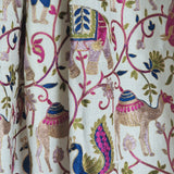 Shikaar Tilla Embroidery Fine Wool White Pashmina Shawl – Elephant & Peacock Design