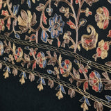 Chinar Leaf Pashmina Fine Wool Nalki Black Hand-Embroidered Stole